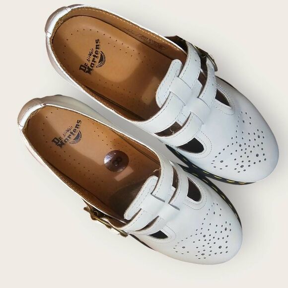 Doc Martens White Leather Mary Janes SZ 8 - Picture 6 of 7